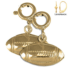 Sterling Silver 12mm Football Earrings (White or Yellow Gold Plated)