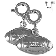 Sterling Silver 12mm Football Earrings (White or Yellow Gold Plated)