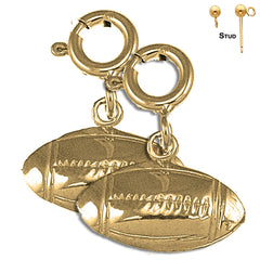 Sterling Silver 12mm Football Earrings (White or Yellow Gold Plated)