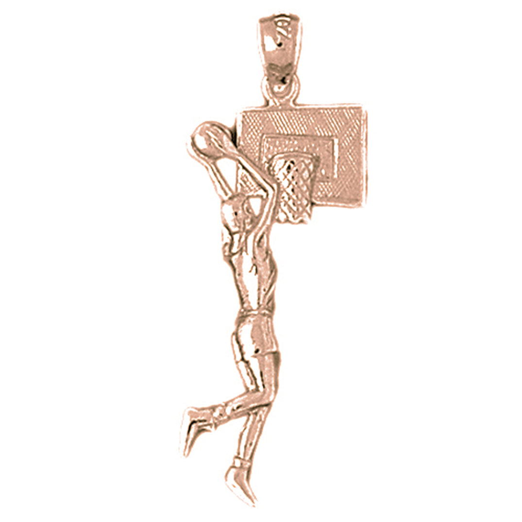 14K or 18K Gold Basketball Player Pendant