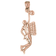 14K or 18K Gold Basketball Player Pendant