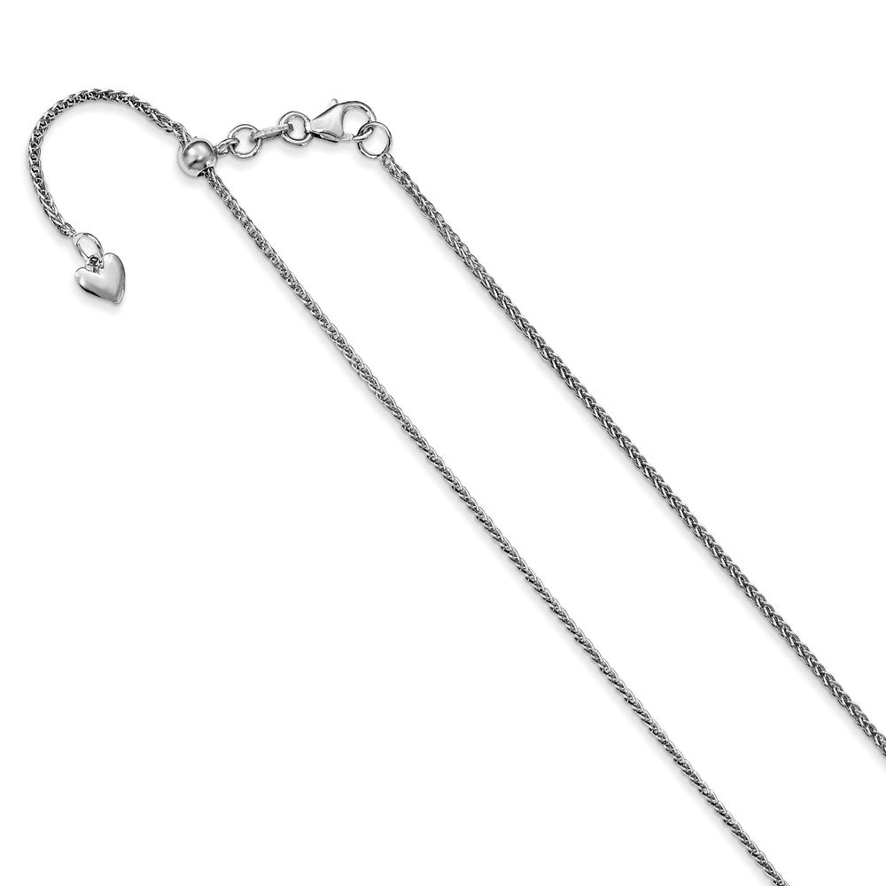 14K White Gold Adjustable 1mm Quadra Wheat Chain