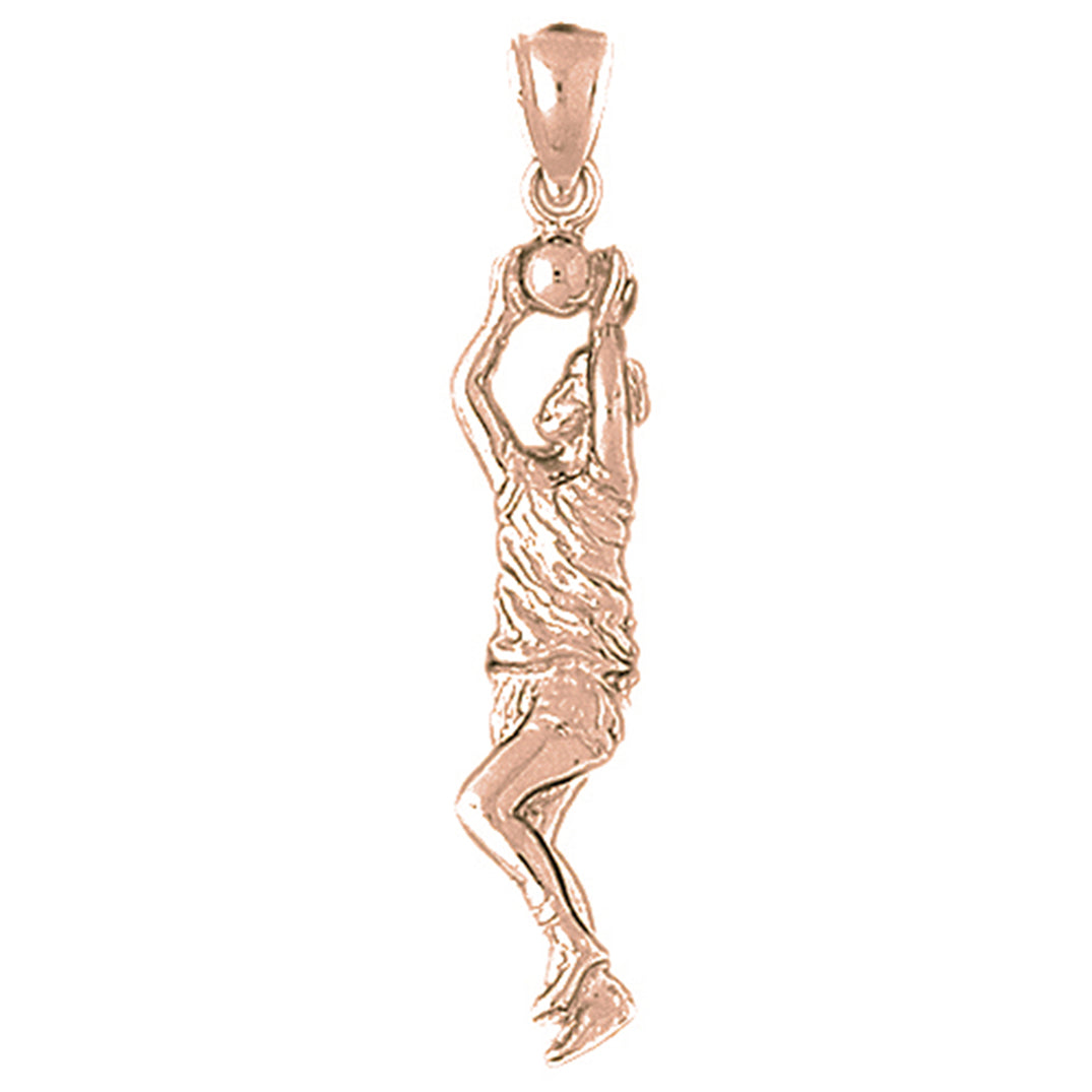 10K, 14K or 18K Gold Basketball Player Pendant
