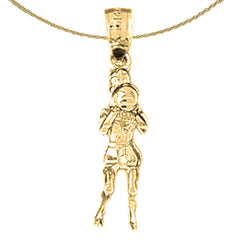 14K or 18K Gold Basketball Player Pendant