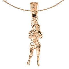14K or 18K Gold Basketball Player Pendant