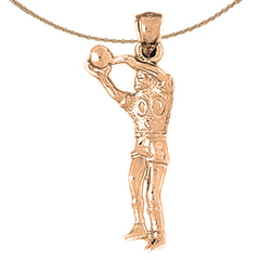10K, 14K or 18K Gold Basketball Player Pendant