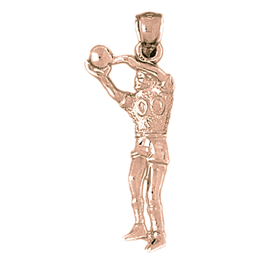 10K, 14K or 18K Gold Basketball Player Pendant