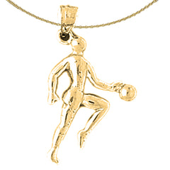 14K or 18K Gold Basketball Player Pendant