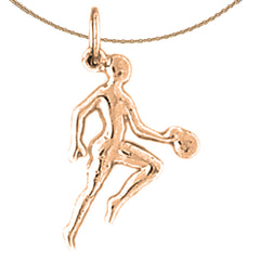 14K or 18K Gold Basketball Player Pendant
