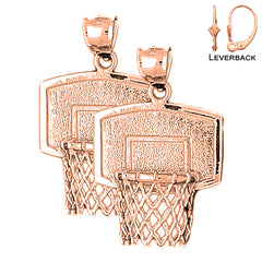 14K or 18K Gold Basketball Basket Earrings