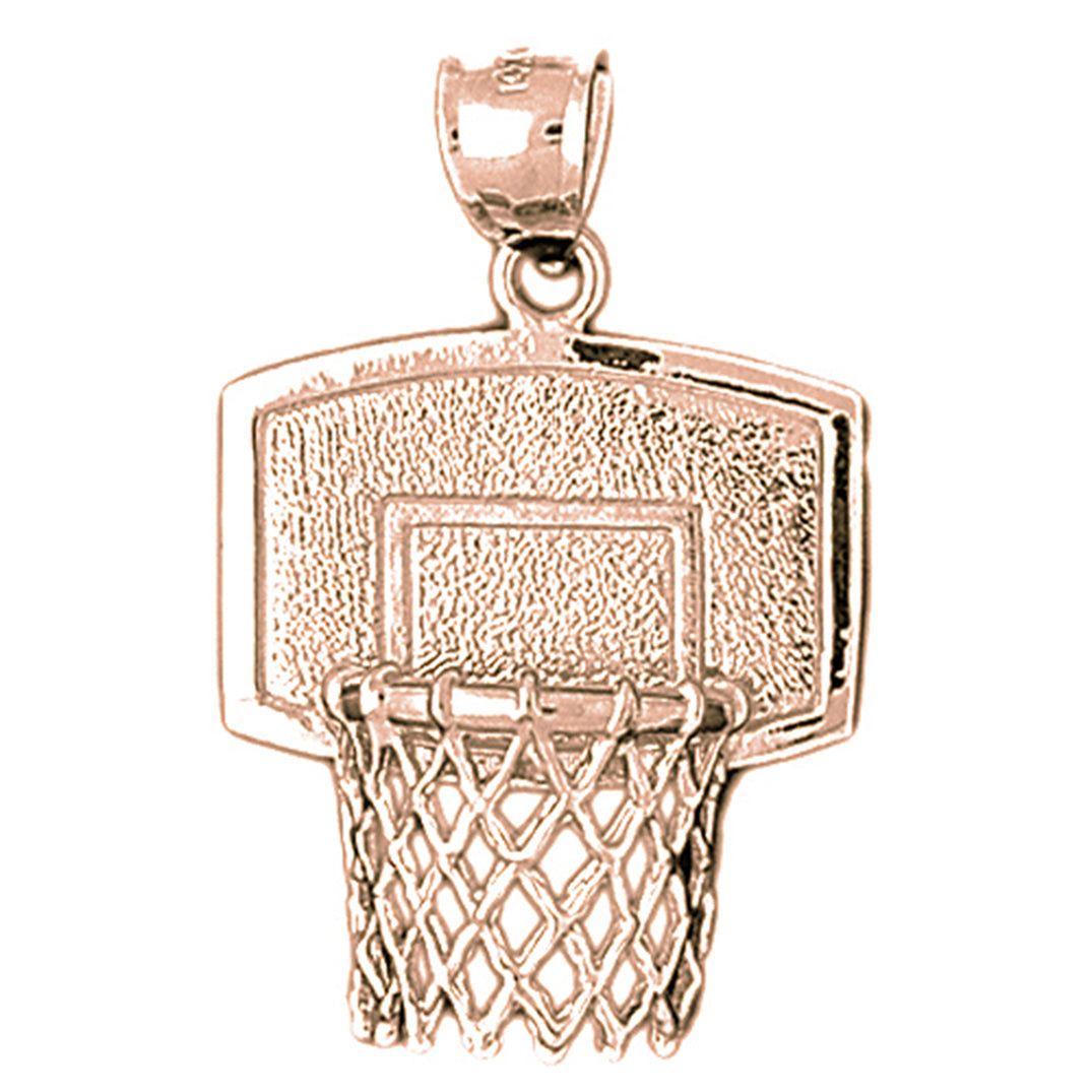 10K, 14K or 18K Gold Basketball Basket Pendant