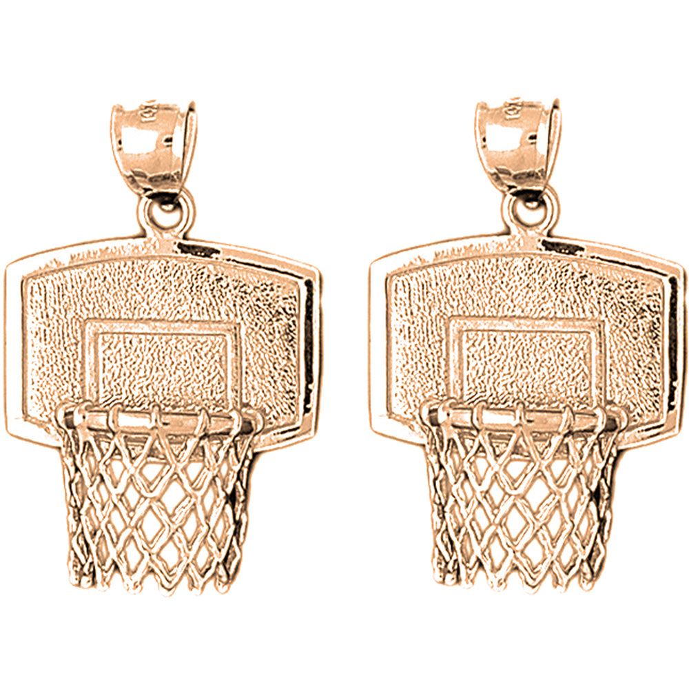 14K or 18K Gold 34mm Basketball Basket Earrings