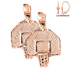 14K or 18K Gold Basketball Basket Earrings