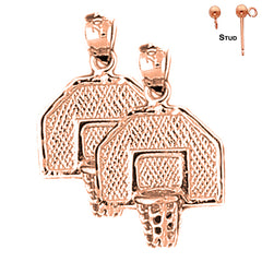 14K or 18K Gold Basketball Basket Earrings