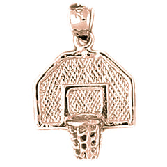 10K, 14K or 18K Gold Basketball Basket Pendant