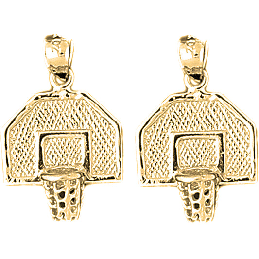14K or 18K Gold 25mm Basketball Basket Earrings
