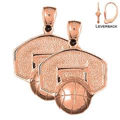 14K or 18K Gold Basketball Basket Earrings