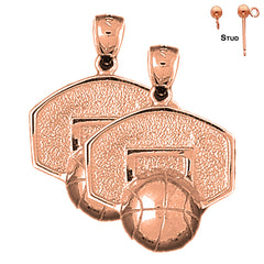 14K or 18K Gold Basketball Basket Earrings