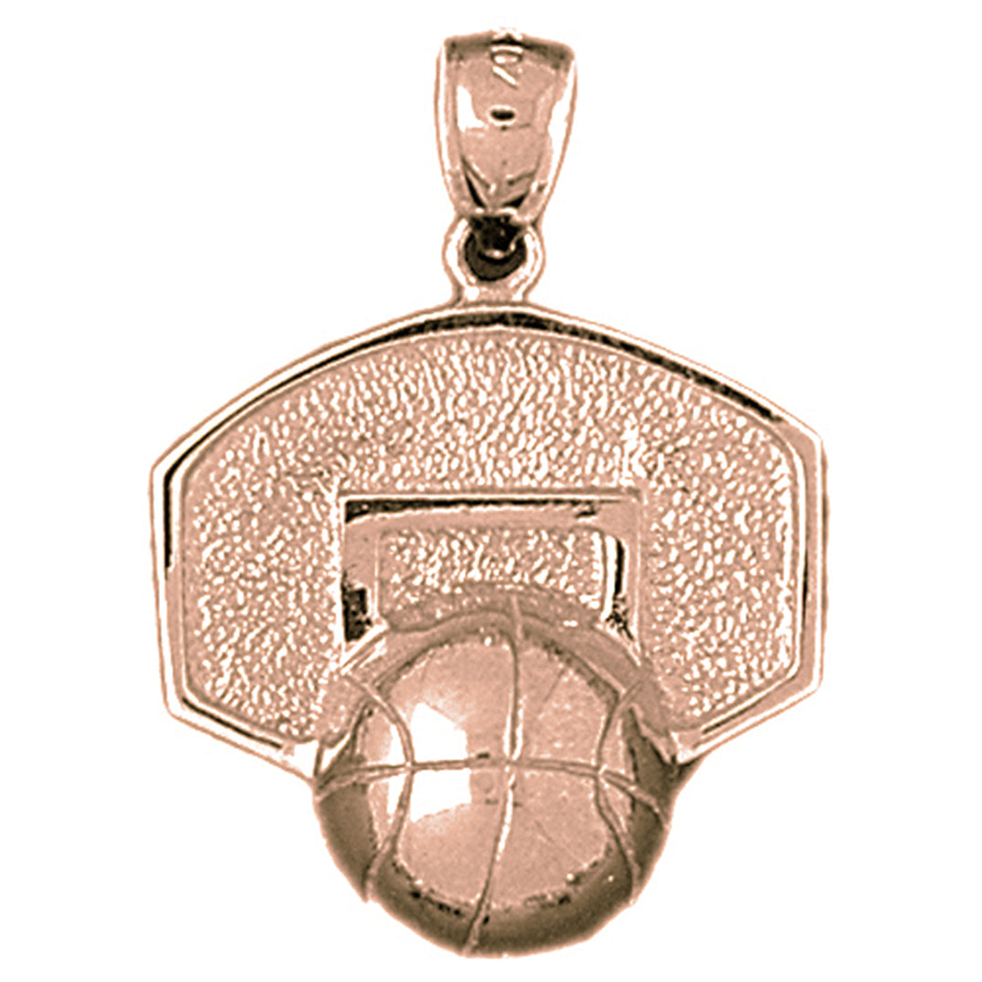 10K, 14K or 18K Gold Basketball Basket Pendant