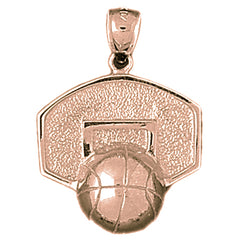 10K, 14K or 18K Gold Basketball Basket Pendant