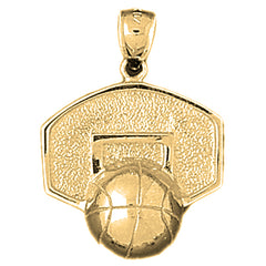 10K, 14K or 18K Gold Basketball Basket Pendant