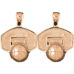 14K or 18K Gold 31mm Basketball Basket Earrings