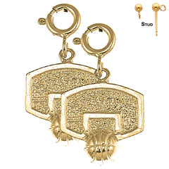 14K or 18K Gold Basketball Basket Earrings
