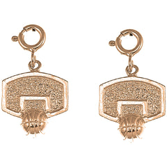 14K or 18K Gold 21mm Basketball Basket Earrings