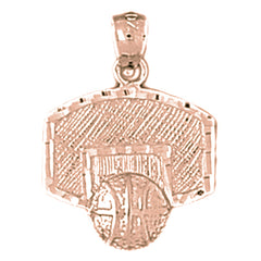 14K or 18K Gold Basketball Basket Pendant