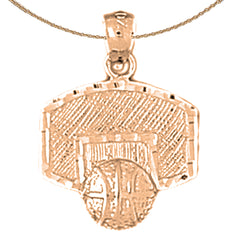 14K or 18K Gold Basketball Basket Pendant