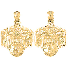 14K or 18K Gold 21mm Basketball Basket Earrings