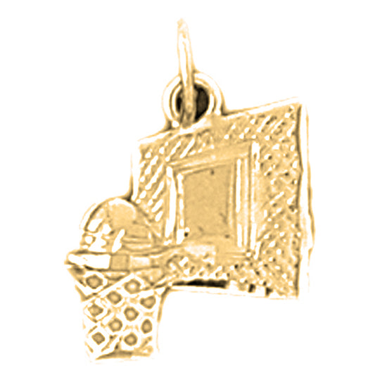 14K or 18K Gold Basketball Basket Pendant