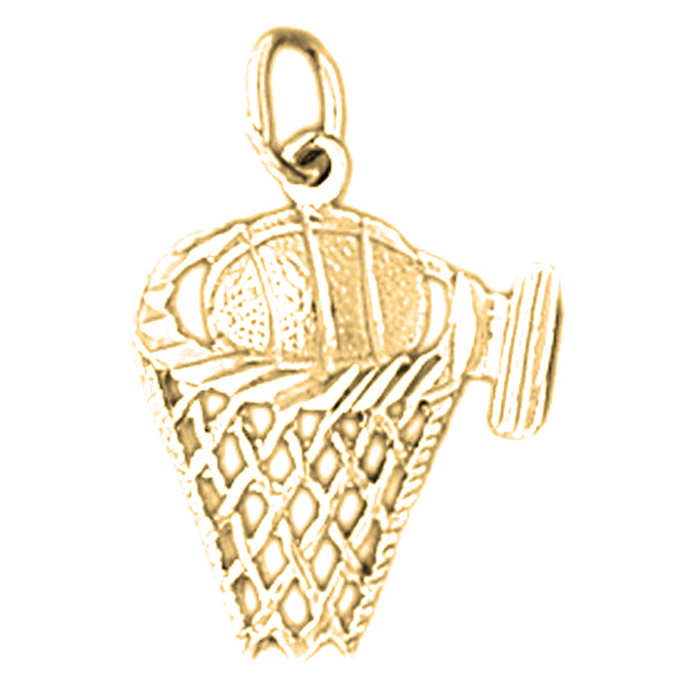 14K or 18K Gold Basketball Basket Pendant