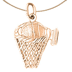 14K or 18K Gold Basketball Basket Pendant
