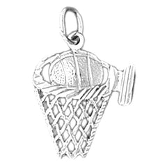 14K or 18K Gold Basketball Basket Pendant