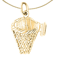 14K or 18K Gold Basketball Basket Pendant