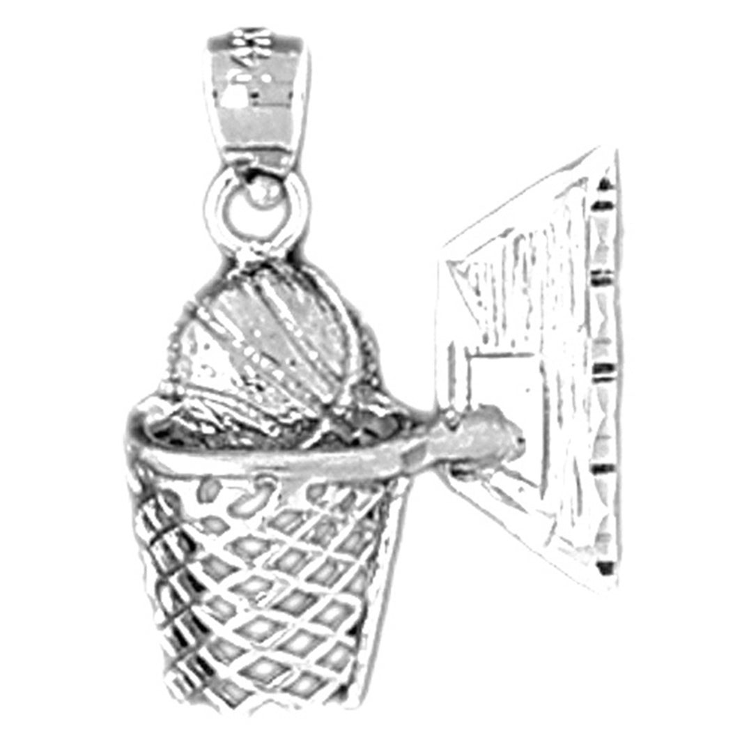 14K or 18K Gold Basketball Basket Pendant