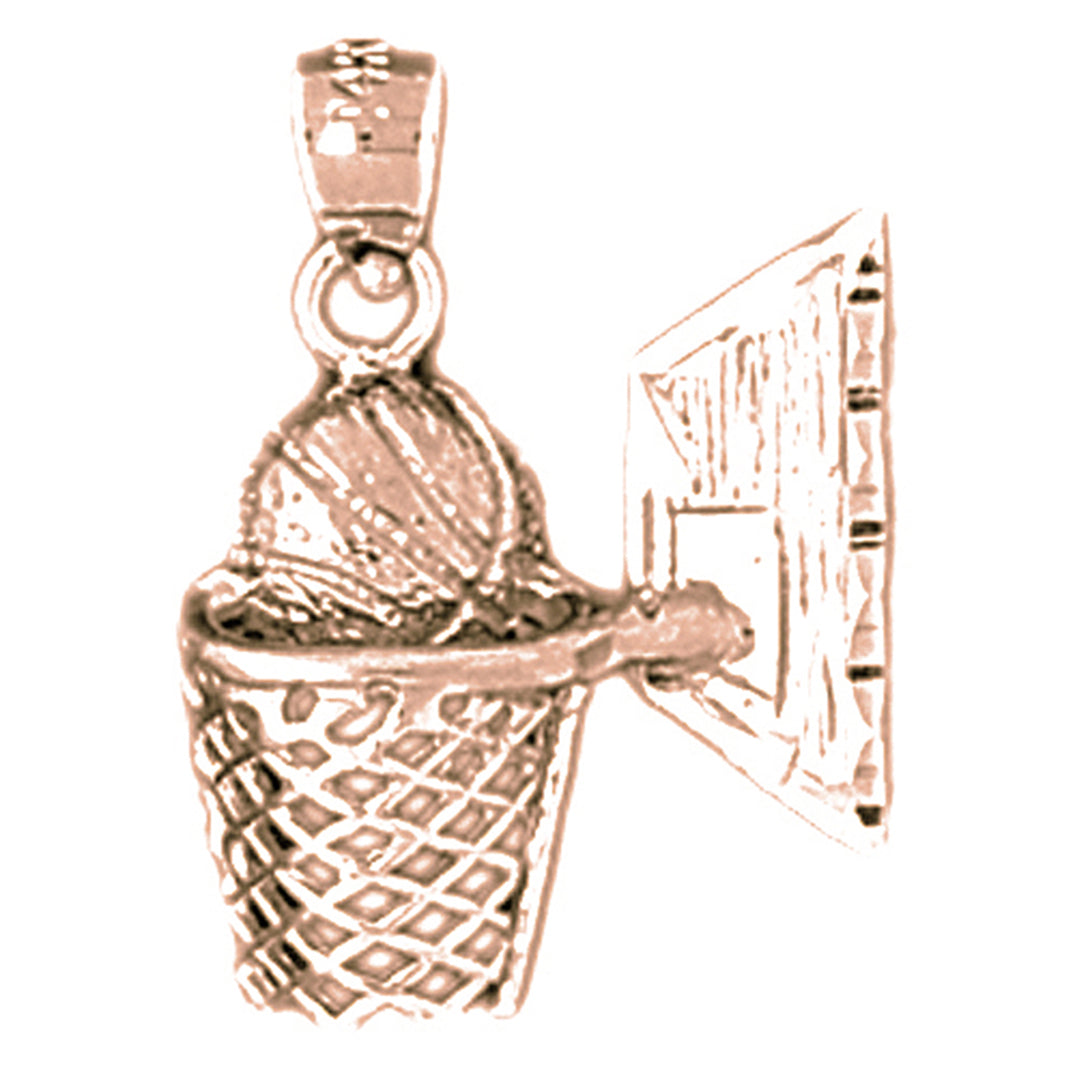 14K or 18K Gold Basketball Basket Pendant
