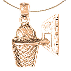 14K or 18K Gold Basketball Basket Pendant