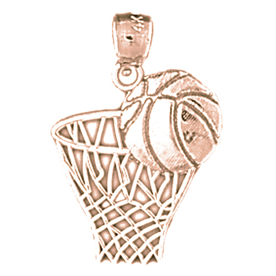 14K or 18K Gold Basketball Basket Pendant
