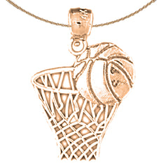 14K or 18K Gold Basketball Basket Pendant