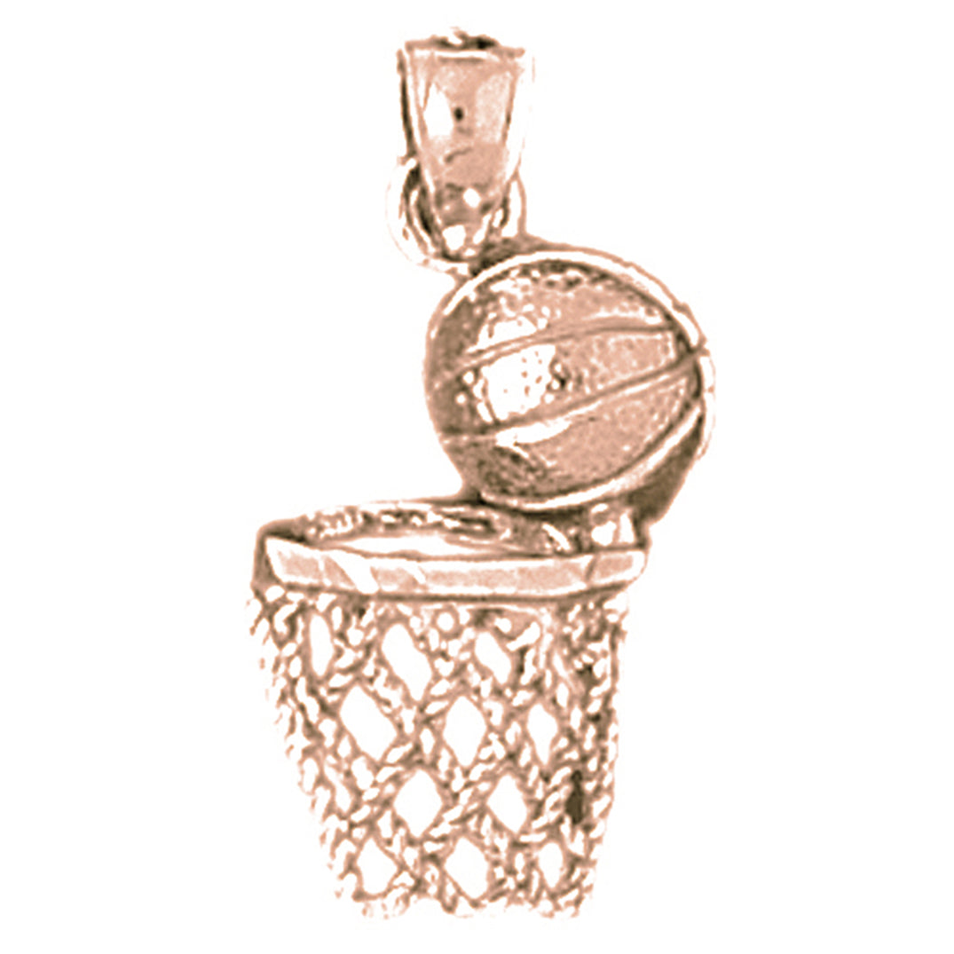 14K or 18K Gold Basketball Basket Pendant