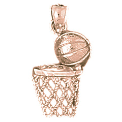 14K or 18K Gold Basketball Basket Pendant