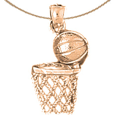 14K or 18K Gold Basketball Basket Pendant