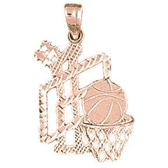 14K or 18K Gold Basketball Basket Pendant
