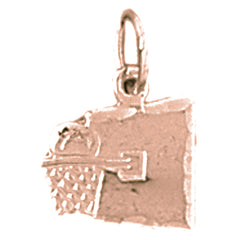 14K or 18K Gold Basketball Basket Pendant