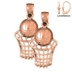14K or 18K Gold Basketball Basket Earrings