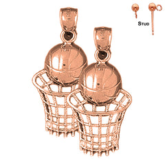 14K or 18K Gold Basketball Basket Earrings
