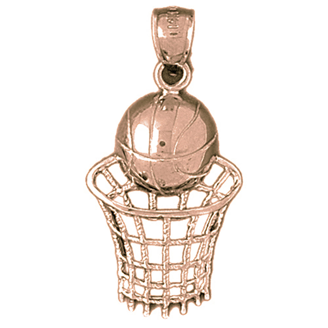 10K, 14K or 18K Gold Basketball Basket Pendant