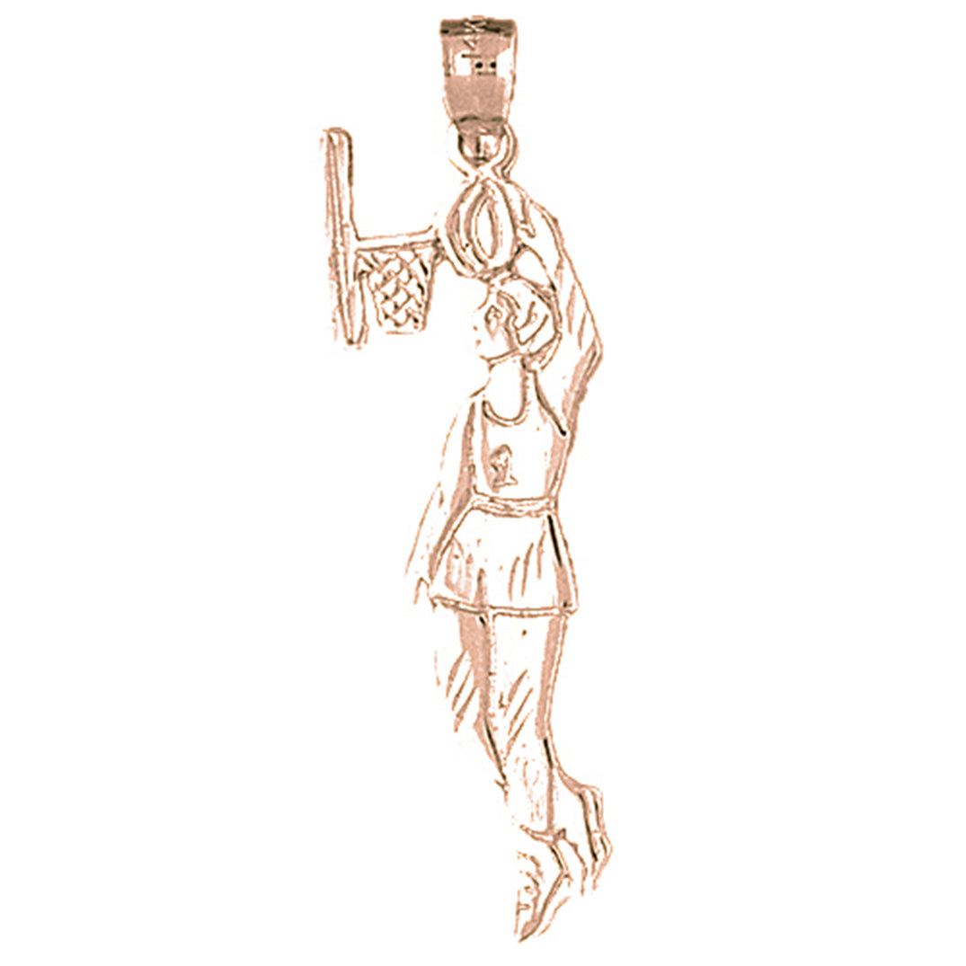 10K, 14K or 18K Gold Basketball Player Pendant